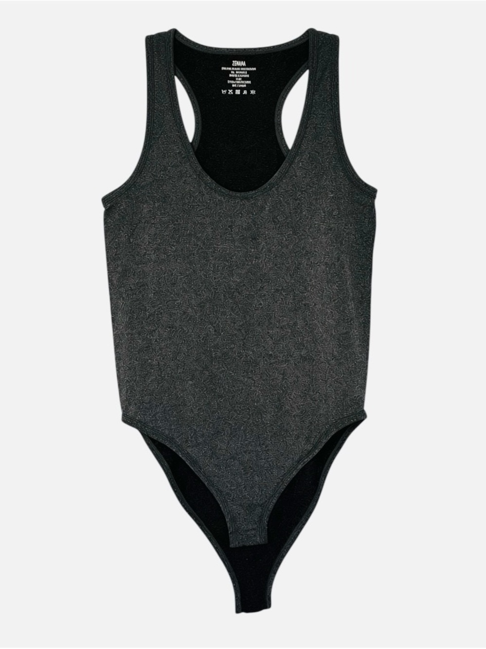 Zenana Outfitters Layering Dark Gray Heather Racerback Bodysuit